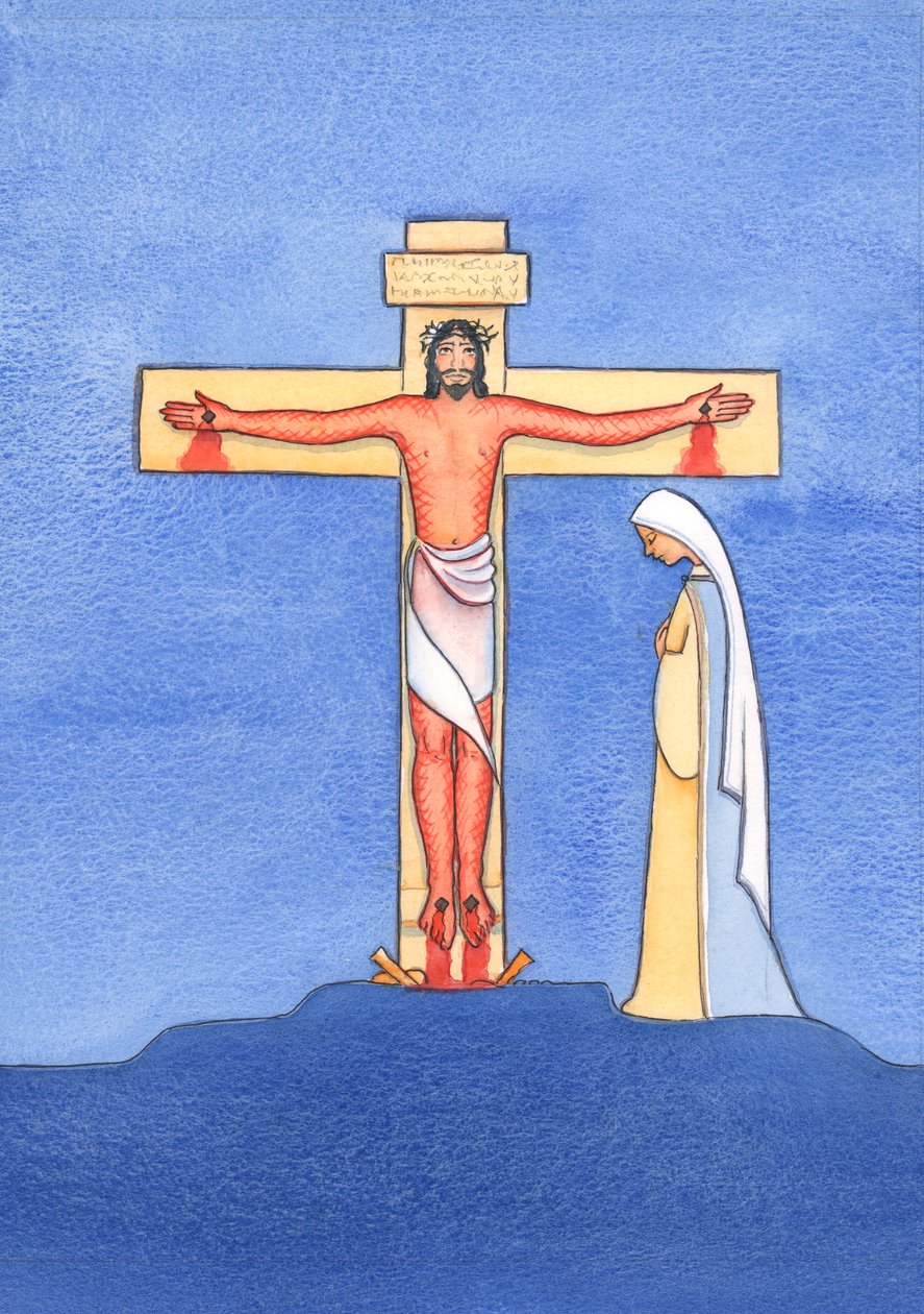 Aqueles amigos de Cristo hoje que não se incomodam em ir à missa agem como aqueles amigos de Cristo, há muito tempo, que fugiram quando Cristo foi preso e crucificado., 2004 (w - c no papel) de Elizabeth Wang