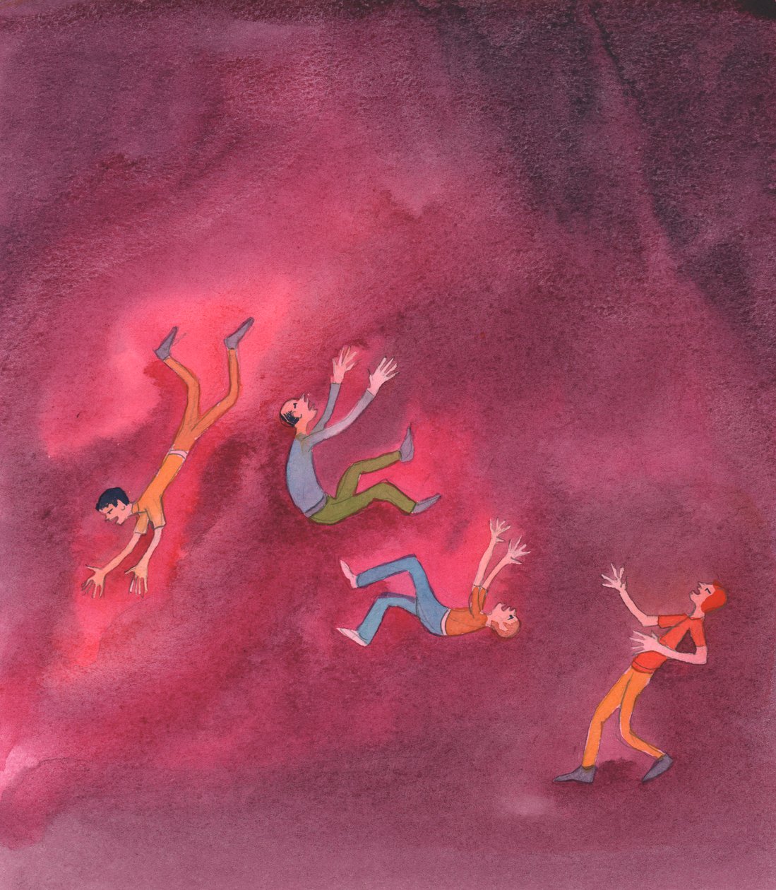 As pessoas envolvidas em pecados graves, como as que promovem o aborto, a não ser que se arrependam, acabarão um dia por cair no inferno, 2005 (aguarela sobre papel) de Elizabeth Wang