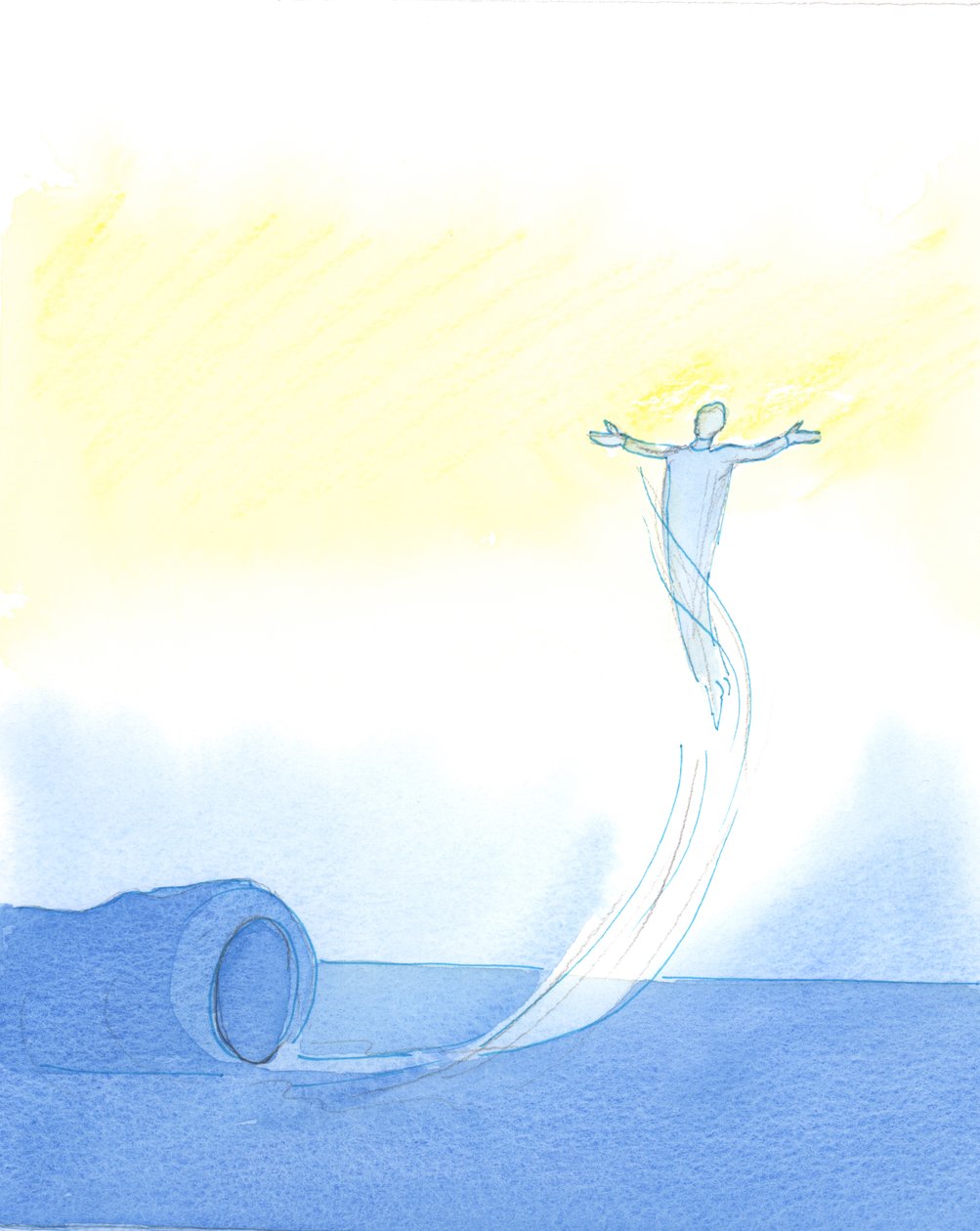 Aqueles que, por amor de Deus, suportaram as trevas espirituais com paciência são finalmente levados a &39;voar&39; em oração muito acima das preocupações cotidianas, 2003 (w - c no papel) de Elizabeth Wang