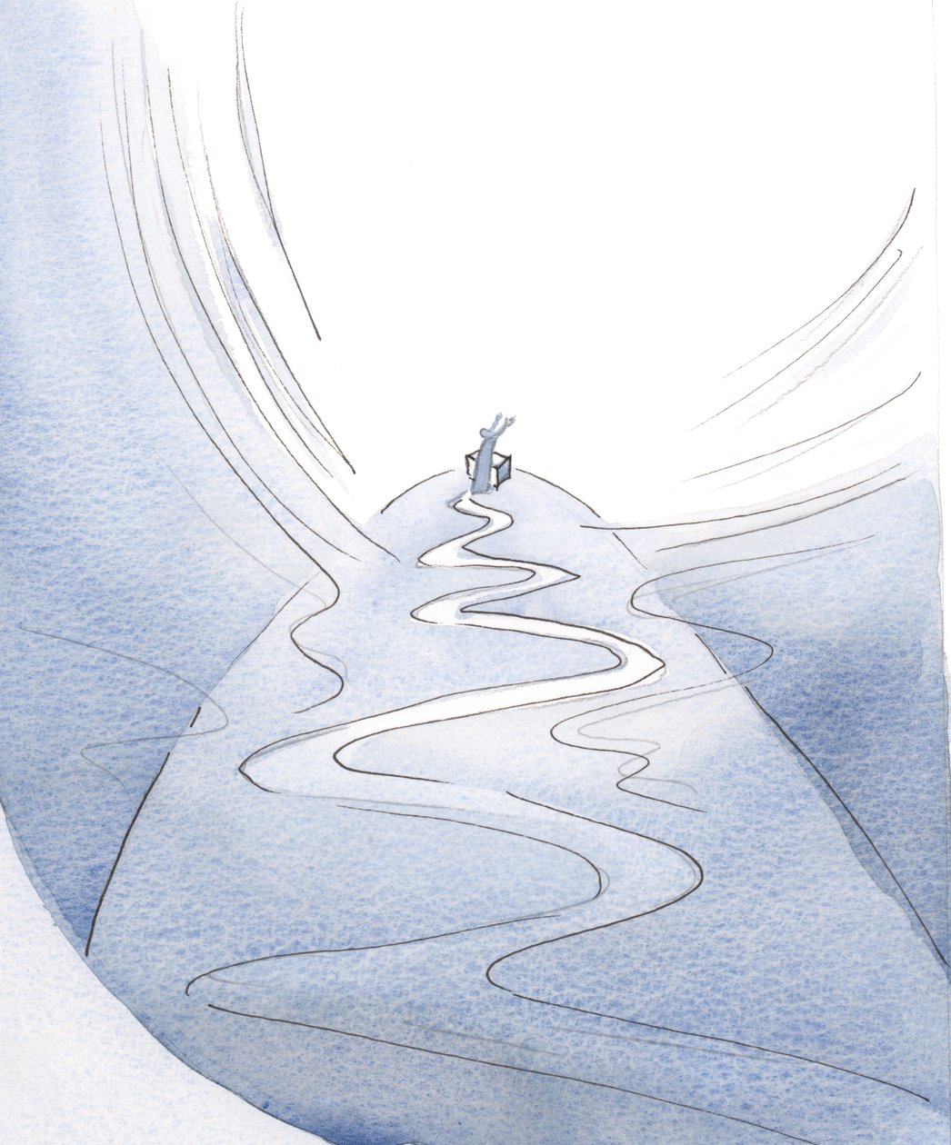 Por meio do sacrifício de Cristo, tocamos o ápice de nossa vida em uma oração diante do céu., 2001 (w - c no papel) de Elizabeth Wang