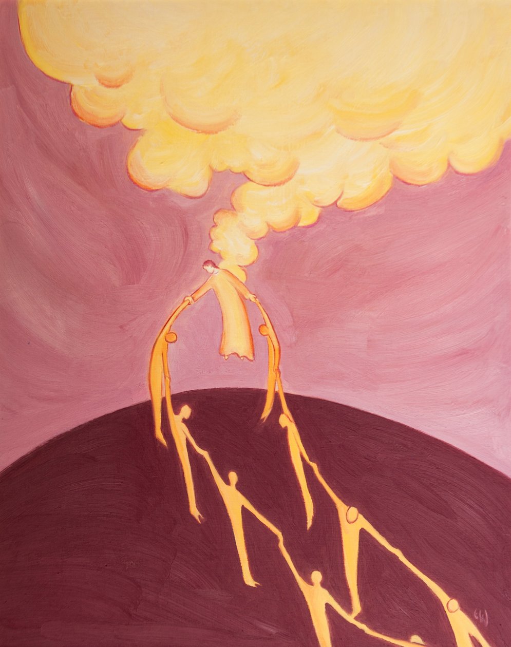 Por meio de Sua Ascensão, Cristo fornece um elo poderoso entre os seres humanos e Deus porque Ele é o verdadeiro Deus e o verdadeiro homem, 2002 (óleo a bordo) de Elizabeth Wang