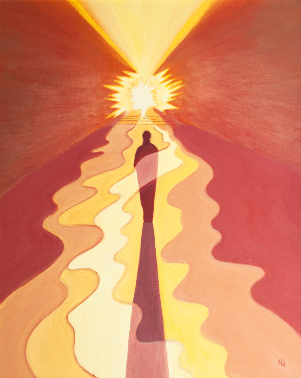 Através da contrição, arrependimento, penitência, escuridão e sofrimento somos purificados e preparados para o Céu, 2001 (óleo a bordo) de Elizabeth Wang