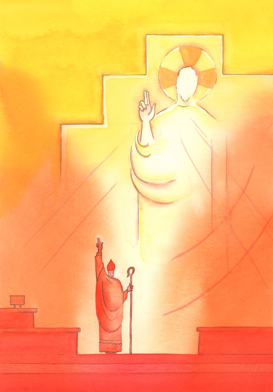 Por meio de cada Bispo em comunhão com o Papa, Deus Pai nos santifica, nos ensina e nos guia, 2002 (w - c no papel) de Elizabeth Wang