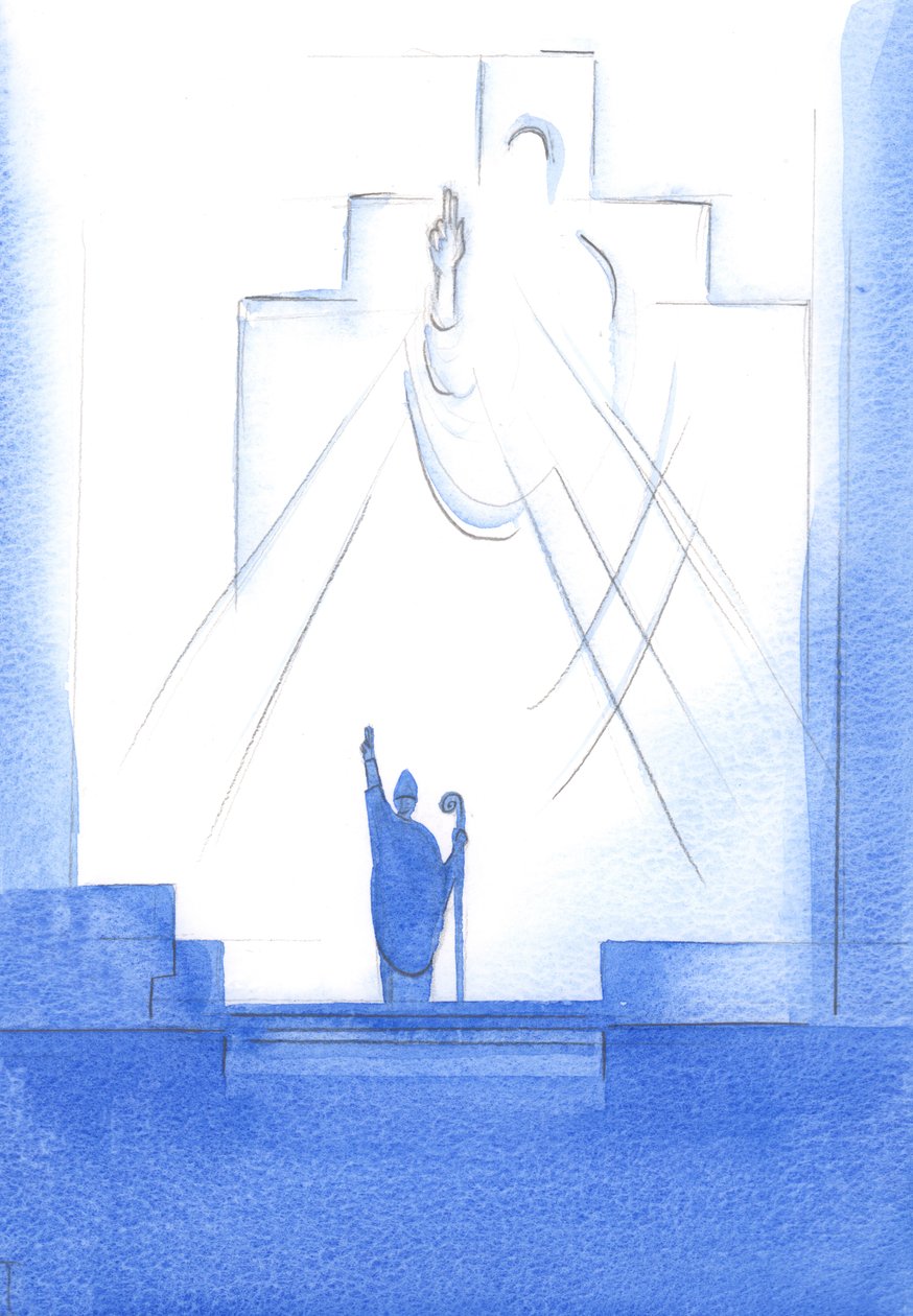 Por meio de cada Bispo em comunhão com o Papa, Deus Pai nos santifica, nos ensina e nos guia, 2002 (w - c no papel) de Elizabeth Wang