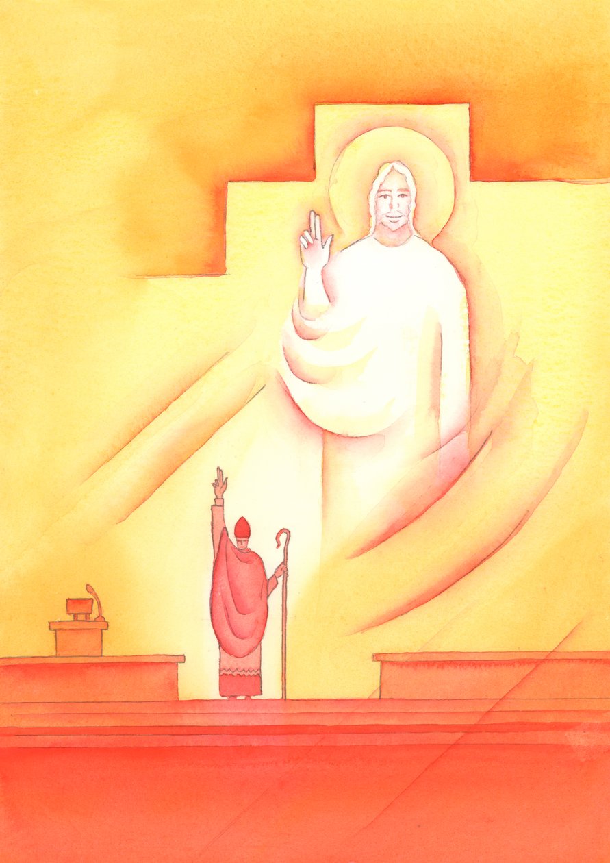 Por meio de cada Bispo em comunhão com o Papa, Deus Pai nos santifica, nos ensina e nos guia, 2002 (w - c no papel) de Elizabeth Wang