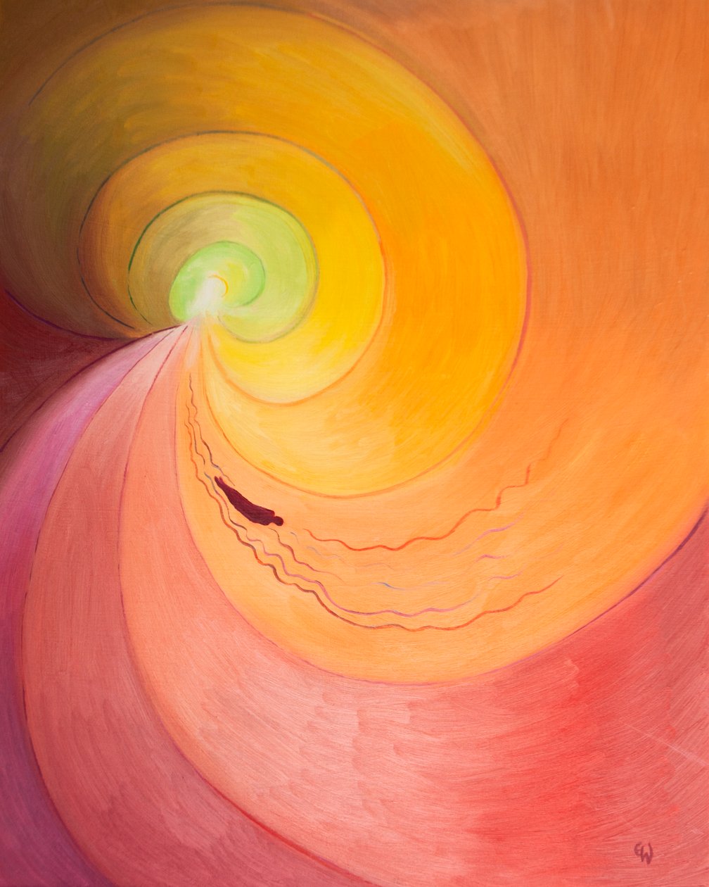 Por meio da oração e da gratidão, somos atraídos para a própria vida de Deus, 2002 (óleo a bordo) de Elizabeth Wang
