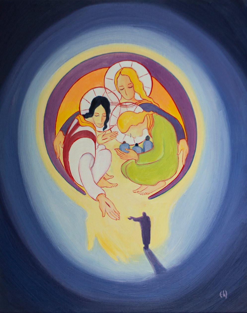 Através do arrependimento e da fé em Cristo, permitimos que Ele nos atraia para o coração da Santíssima Trindade, 2001 (óleo a bordo) de Elizabeth Wang