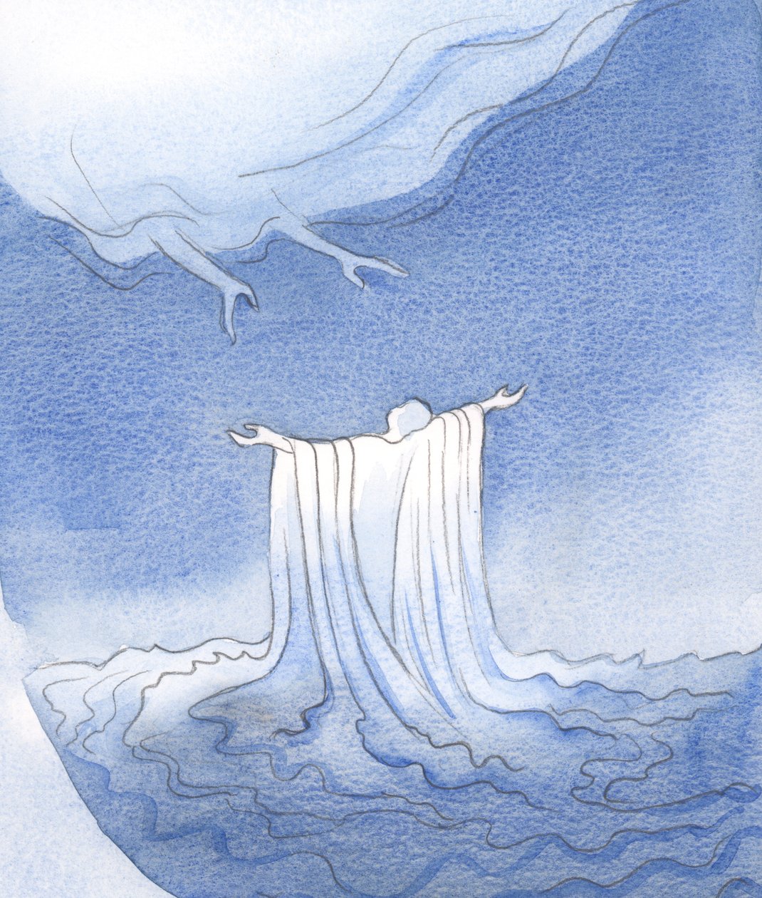 Pelo Sangue de Cristo somos lavados e vestidos com uma vestimenta branca, prontos para nos aproximar do Pai, 2001 (w - c no papel) de Elizabeth Wang