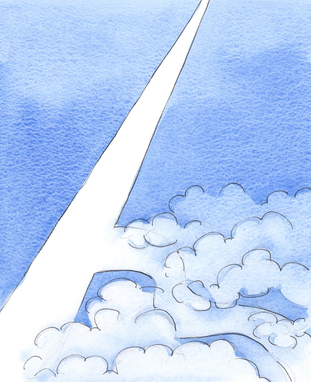 Até encontrarmos o Caminho estreito que leva direto ao Céu, é como se estivéssemos vagando por uma estrada desconhecida, em uma área nublada, na escuridão, 2003 (w - c no papel) de Elizabeth Wang