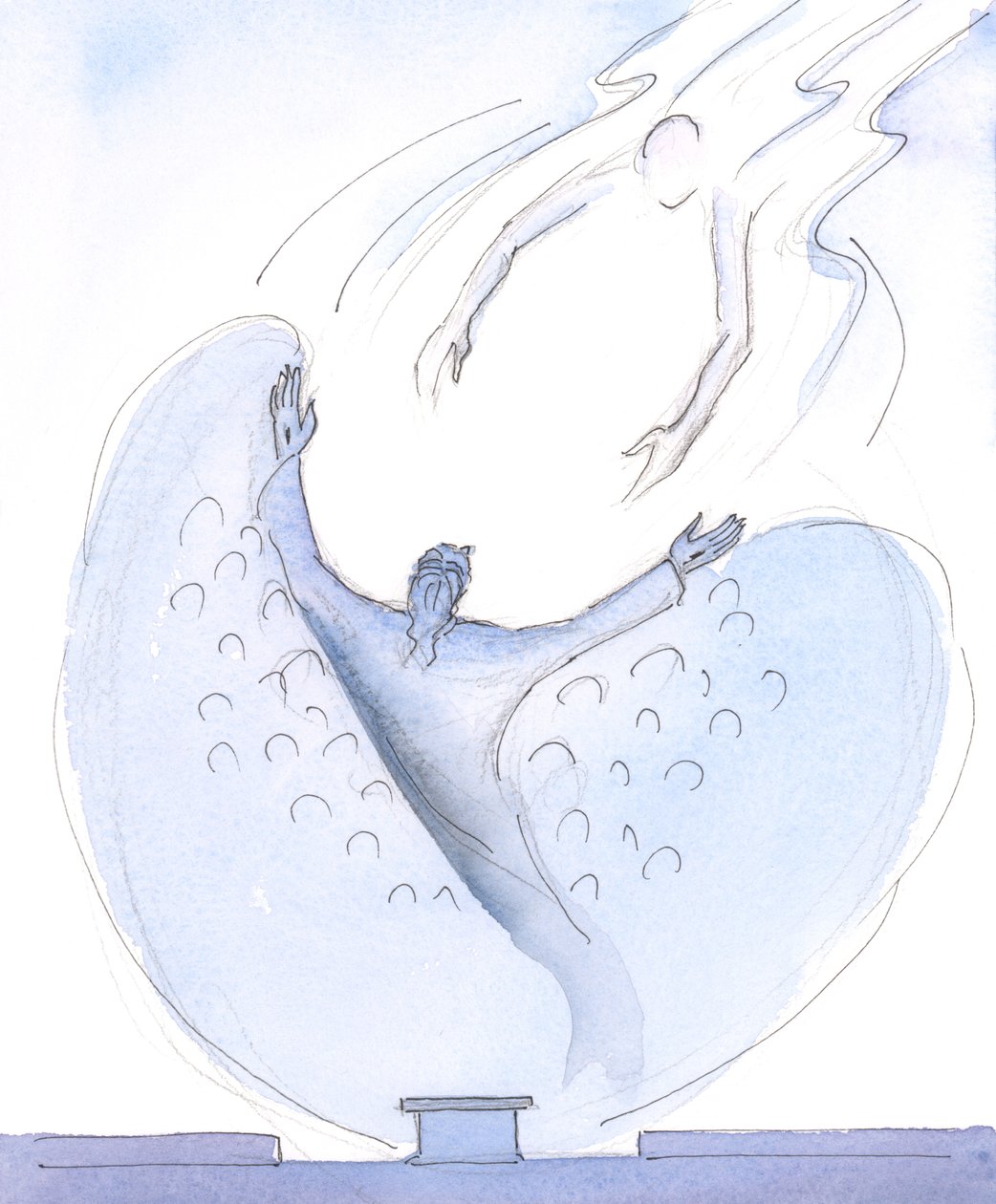 Temos um poder surpreendente quando rezamos com Jesus, no Santo Sacrifício da Missa, 2004 (w - c no papel) de Elizabeth Wang