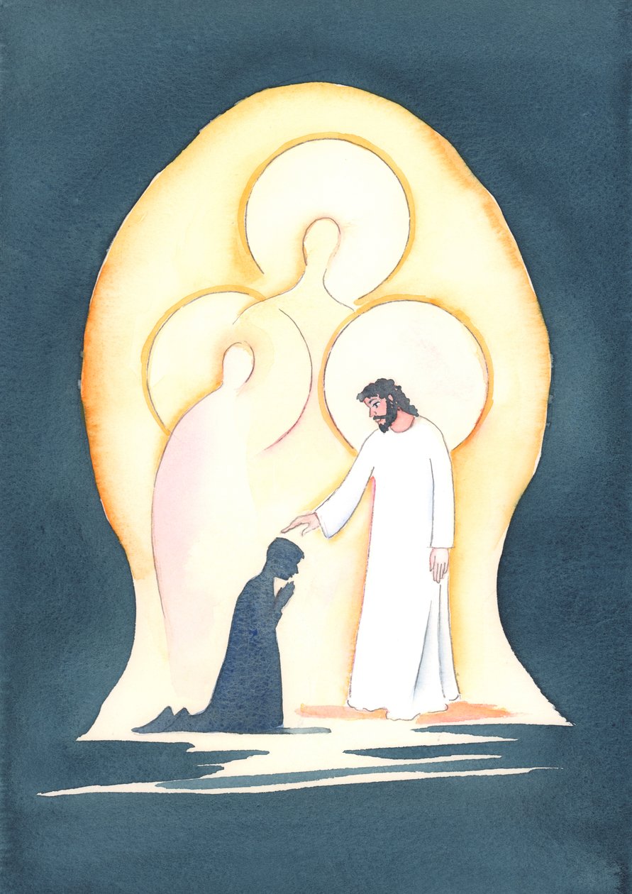 Amamos e adoramos as Três Pessoas Divinas dentro de nossas almas, quando vivemos em estado de graça, 2000 (w - c no papel) de Elizabeth Wang