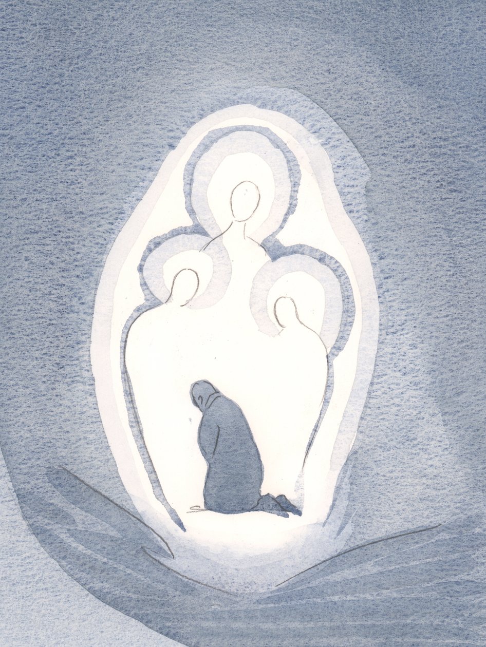 Amamos e adoramos as Três Pessoas Divinas dentro de nossas almas, quando vivemos em estado de graça, 2000 (w - c no papel) de Elizabeth Wang