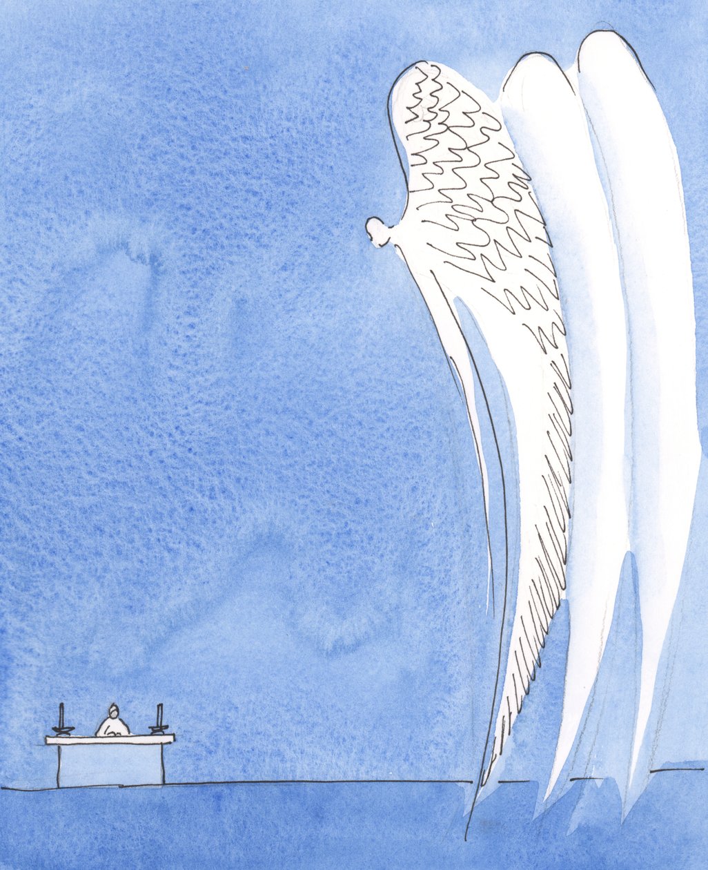 Realmente oramos com os Santos Anjos, Eles estão presentes na igreja, adorando a Deus enquanto oramos &39;Santo, Santo, Santo Senhor ...&39; enquanto aguardamos a Consagração., 2004 (w - c no papel) de Elizabeth Wang