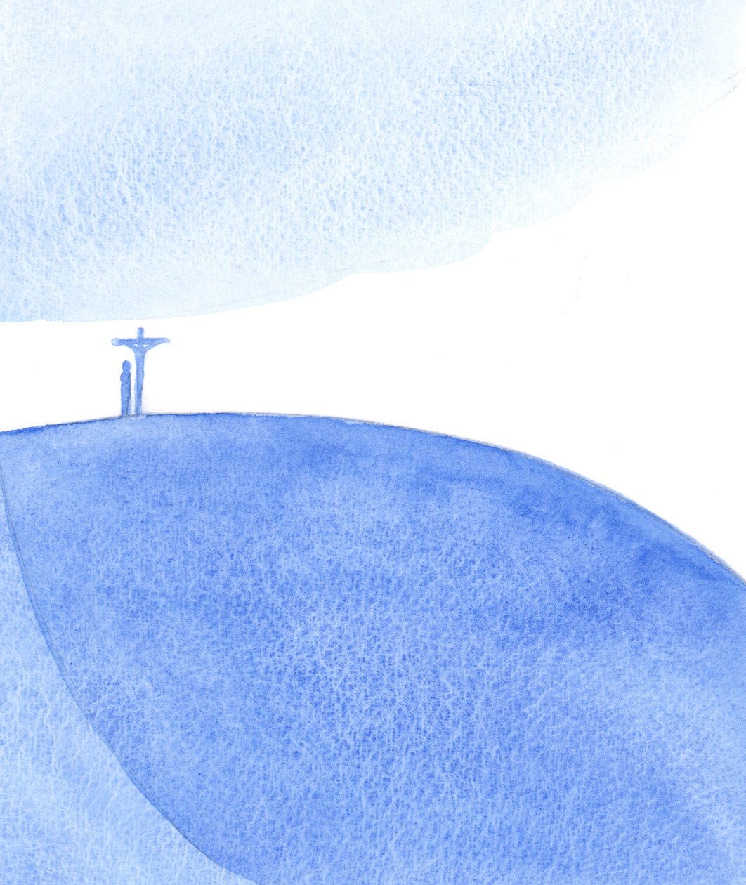 Nós que rezamos com Cristo (na Santa Missa) estamos fazendo a oferta que Ele fez no Calvário, oferecendo o Sacrifício, implorando por todos, 2001 (w - c no papel) de Elizabeth Wang