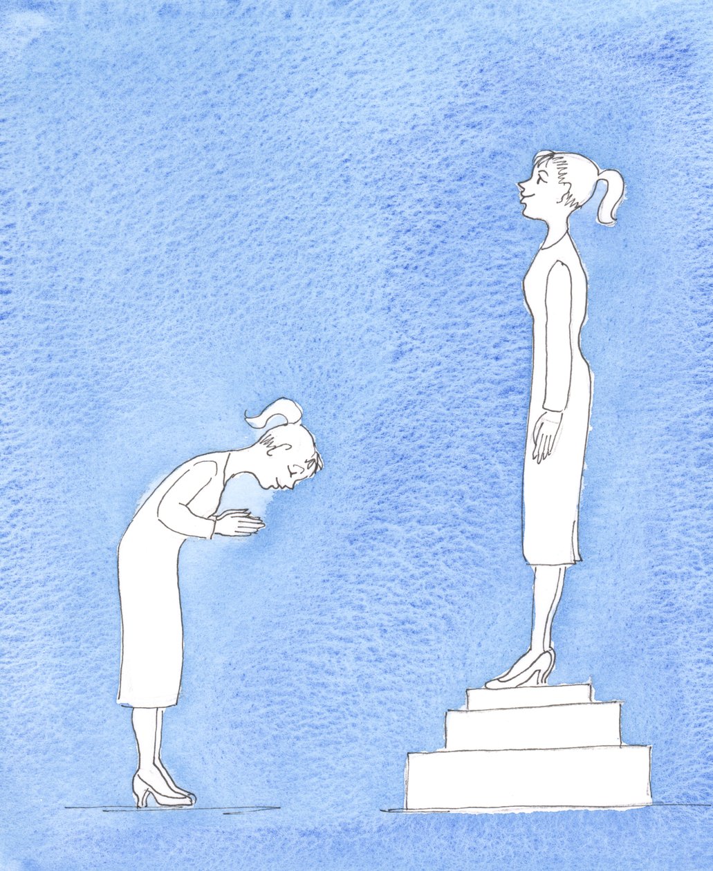 Nós "adoramo-nos" a nós próprios, satisfazendo apenas os nossos próprios planos e ambições, sem pensar nos desejos de Deus, 2005 (aguarela sobre papel) de Elizabeth Wang