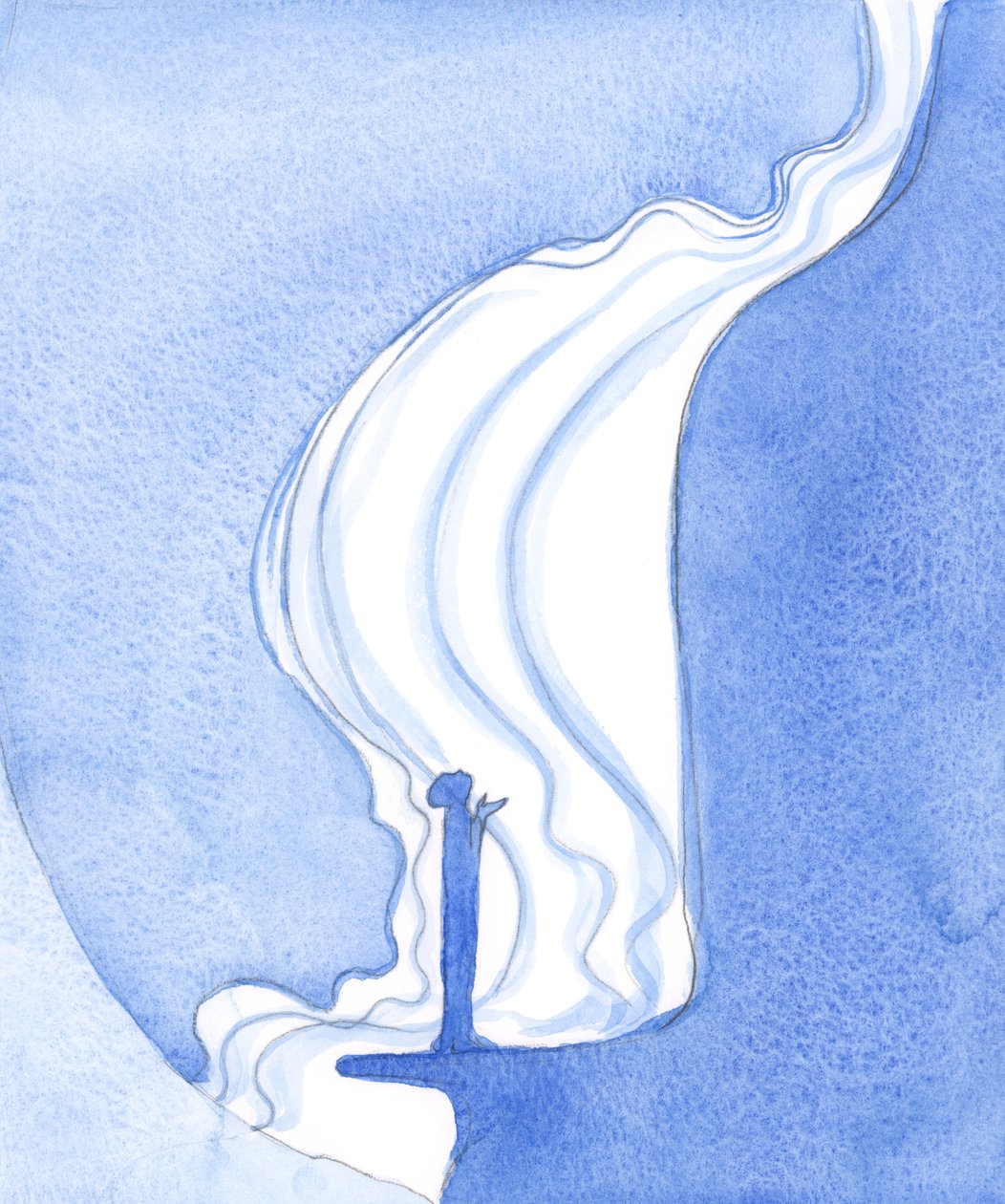 Que grande cachoeira de graça é derramada sobre nós pelo Pai, quando oramos em nome de Cristo, 2001 (w - c no papel) de Elizabeth Wang