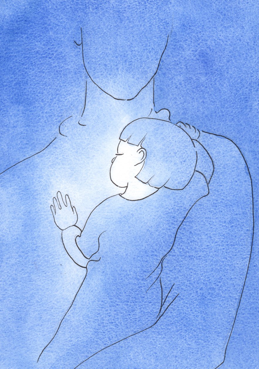 Quando estou perto de Deus, na doença, pondo a minha confiança nEle, sou como uma criança que descansa no ombro do Pai, 2002 (c - c no papel) de Elizabeth Wang