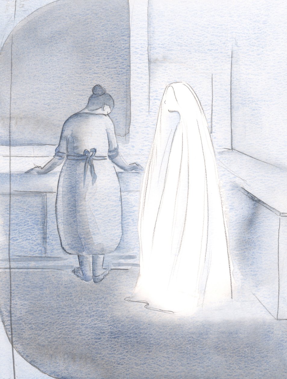Quando eu precisava fazer minhas tarefas e lavar a louça, ela ficava comigo ao meu lado, 2000 (w - c no papel) de Elizabeth Wang
