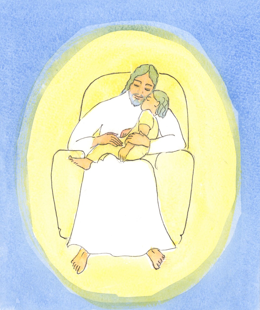 Quando um amigo de Cristo O recebe na Sagrada Comunhão, mas está muito doente e cansado para orar, ela pode ter certeza de que Cristo a está &39;segurando&39; em Seu amoroso cuidado, assim como faria com uma criança doente., 2004 (w - de Elizabeth Wang