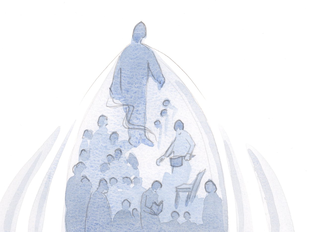 Quando uma alma oferece tudo, em homenagem ao Pai, tudo nessa vida é puxado para cima, por Deus para Si mesmo., 2001 (w - c no papel) de Elizabeth Wang