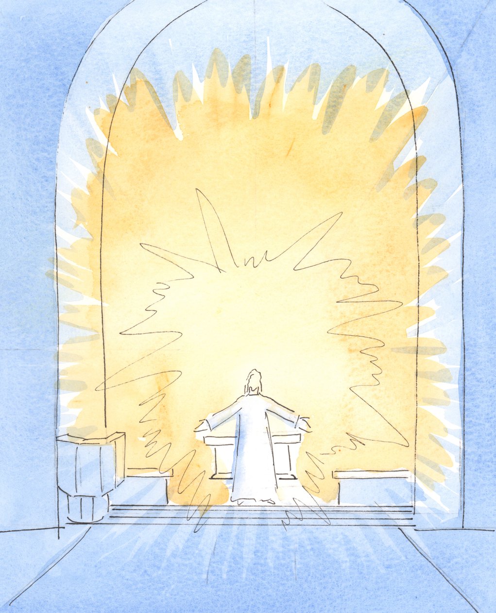Quando o pão foi consagrado na missa, Cristo está substancialmente presente no nosso altar, em toda a sua glória, 2004 (w - c no papel) de Elizabeth Wang