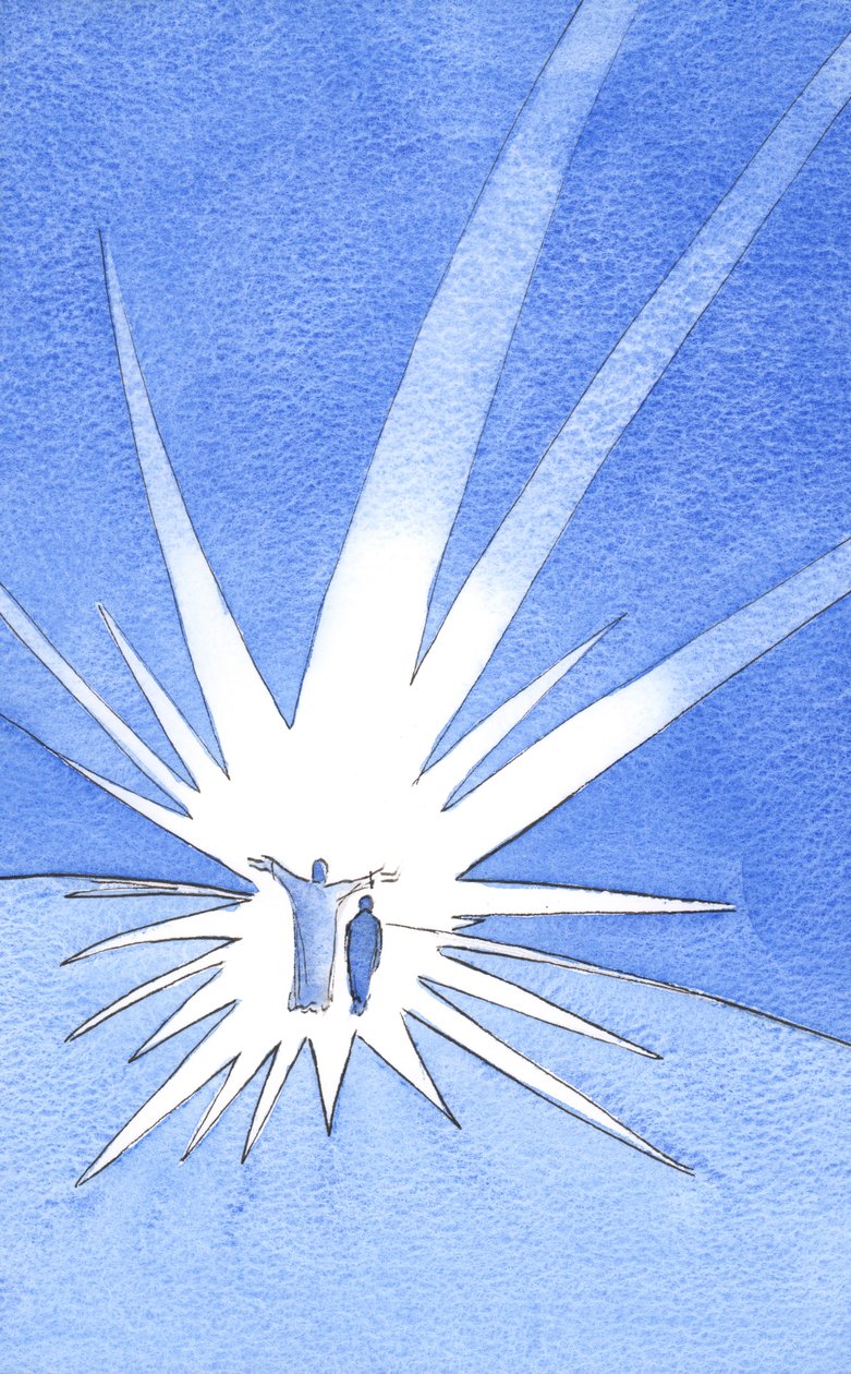Quando oramos com Cristo, somos protegidos por sua luz e glória, 2002 (w - c no papel) de Elizabeth Wang