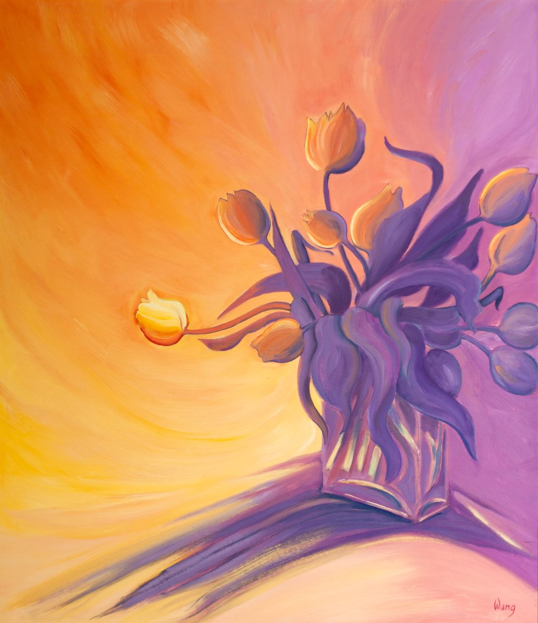 Quando virmos Deus no Céu, veremos a beleza pura, infinita e perfeita da qual essa beleza natural foi extraída, 2001 (óleo a bordo) de Elizabeth Wang
