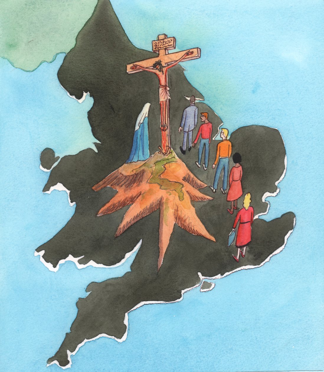 Sempre que a missa é celebrada em nosso país, é como se o Calvário aparecesse no seio da Inglaterra, 2002 (w - c no papel) de Elizabeth Wang