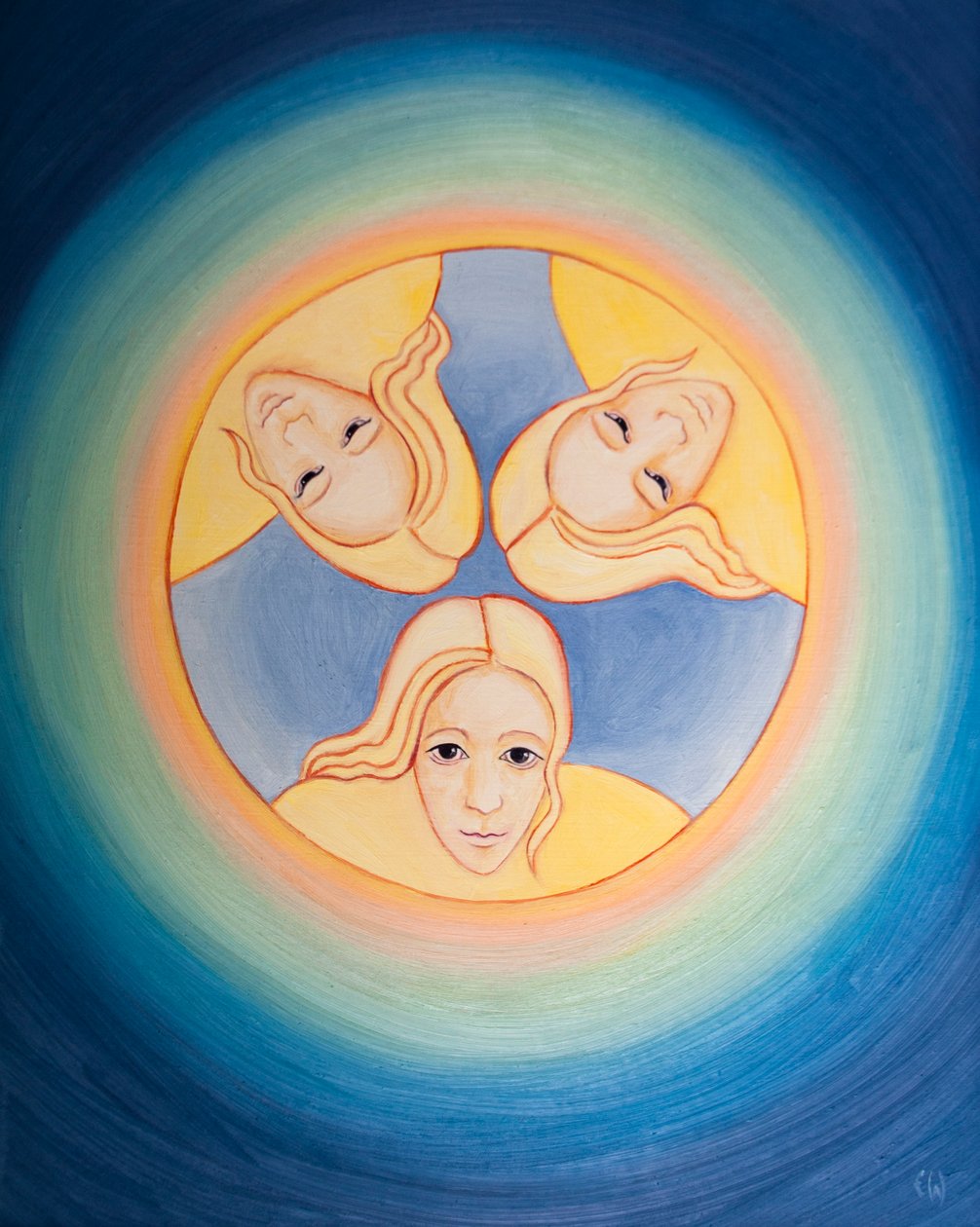 Quem ora a uma Pessoa Divina ora a esse Deus Eterno e Triúno que é indiviso, 2003 (óleo a bordo) de Elizabeth Wang