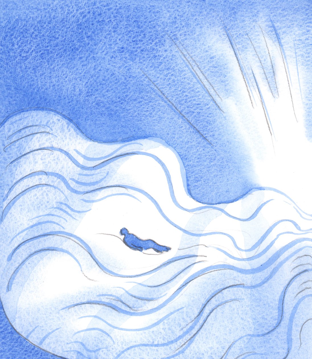 Quem confia em Deus pode &39;ver&39; a si mesmo não como se afogando na santidade de Deus, mas sendo carregado em um oceano de compaixão, 2002 (w - c no papel) de Elizabeth Wang