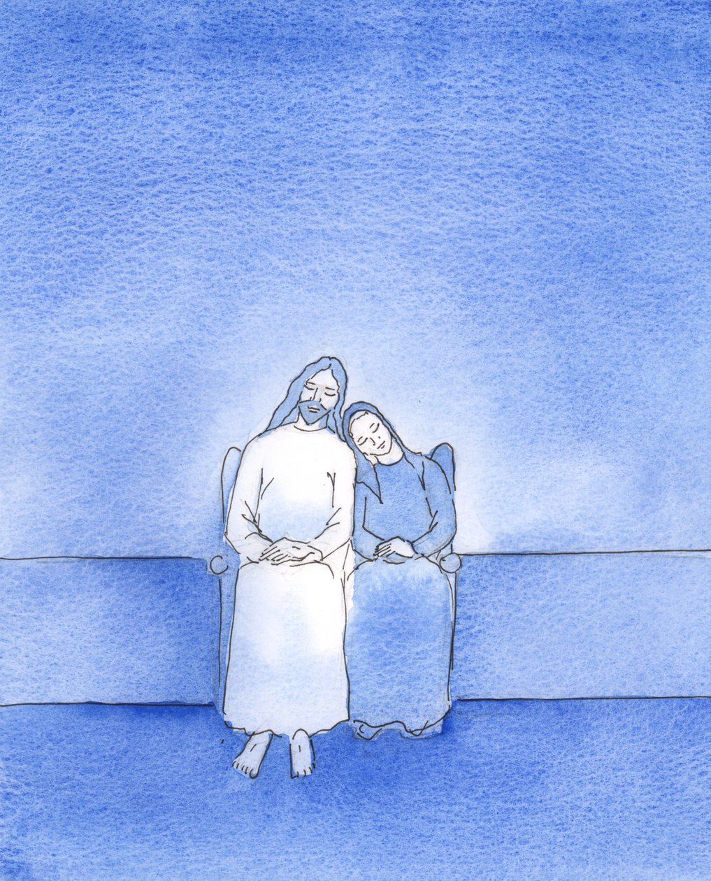Com um coração pacífico e uma consciência pacífica, um amigo feliz de Cristo pode &39;apoiar-se&39; Nele, em Holy Communion, 2003 (w - c no papel) de Elizabeth Wang