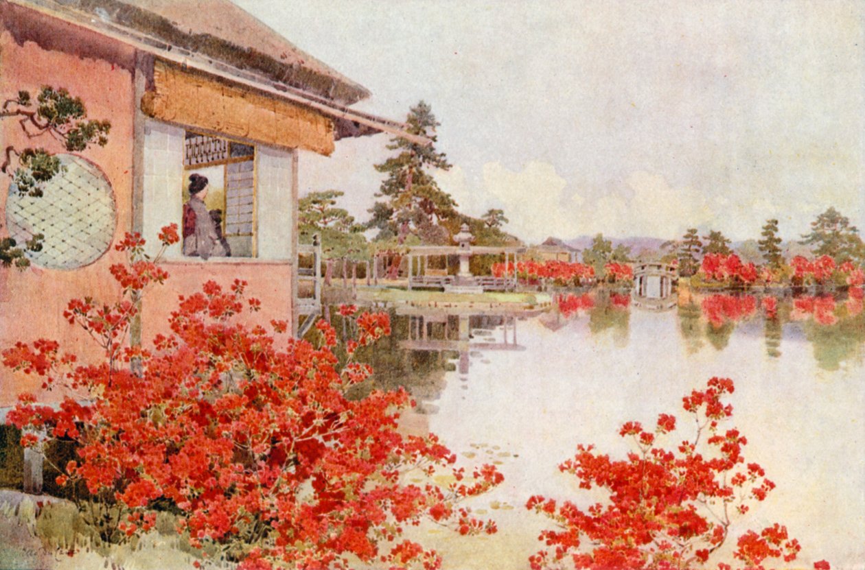 Azáleas, Nagaoka (litografia a cores) de Ella Du Cane
