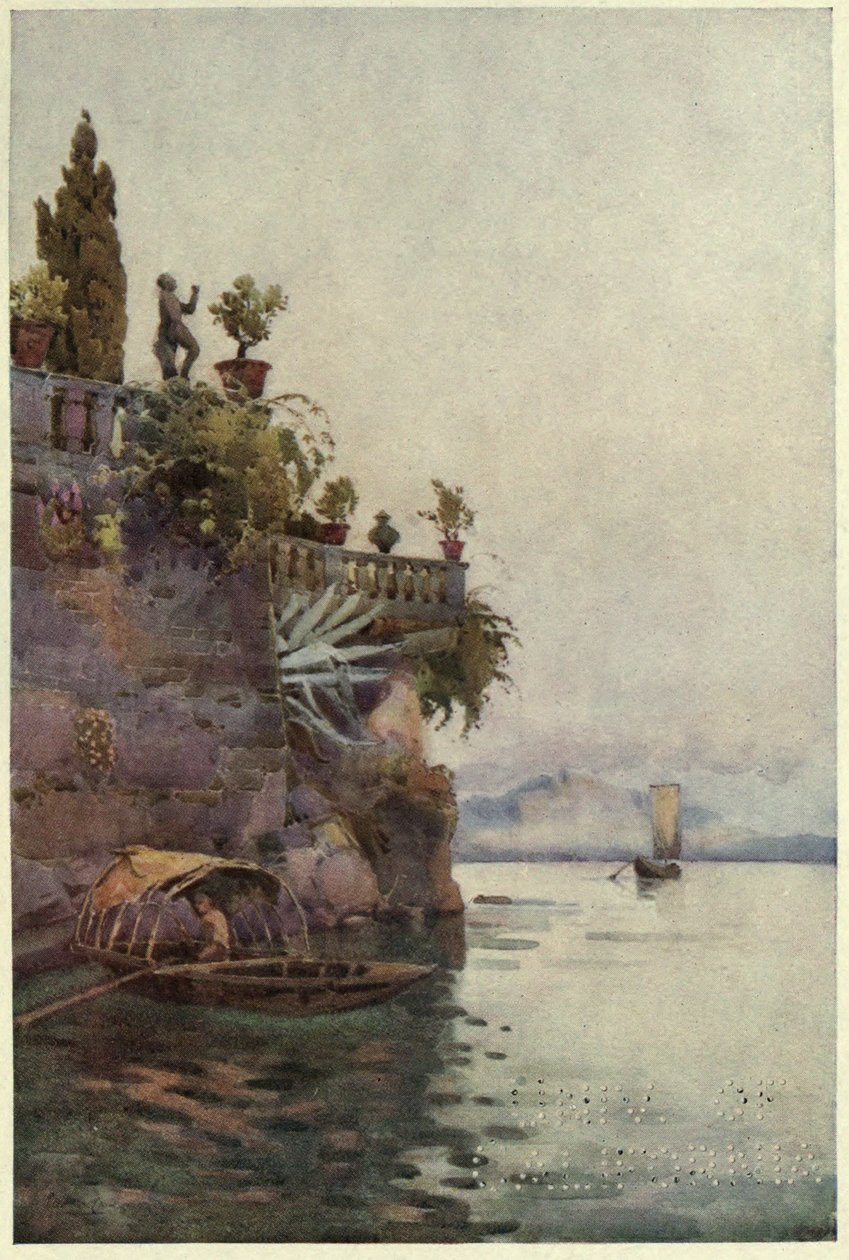 Na sombra do terraço, Lago di Como, ilustração de 