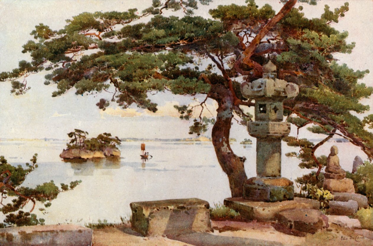 Pinheiro em Matsushima (litografia a cores) de Ella Du Cane