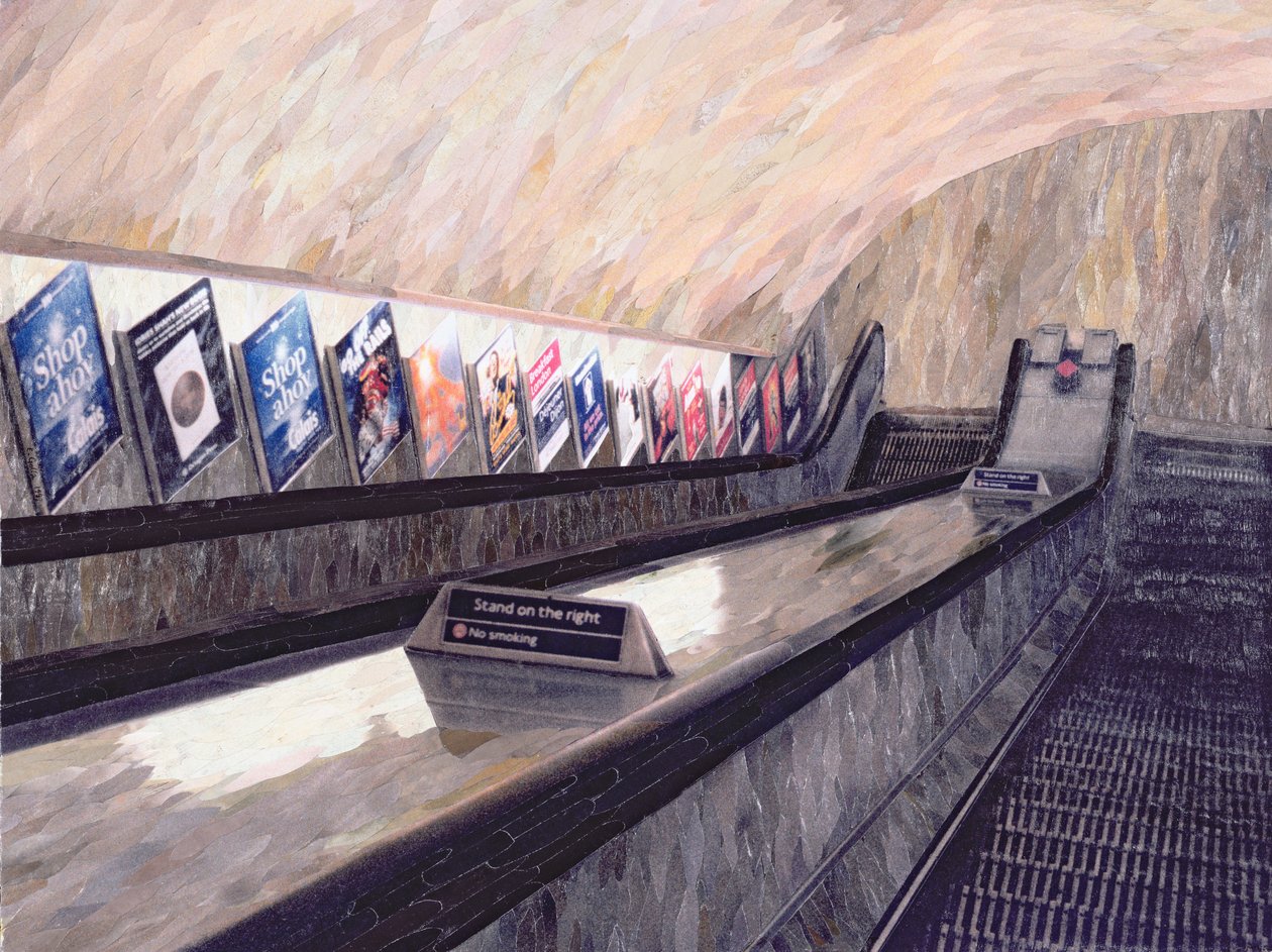 Um Busker em algum lugar próximo, 1999 (colagem de mosaico de papel) de Ellen Golla
