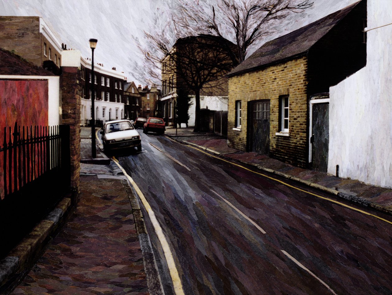 Circus Street (ao lado do Cheeseboard), 2000 (colagem de papel em mosaico) de Ellen Golla