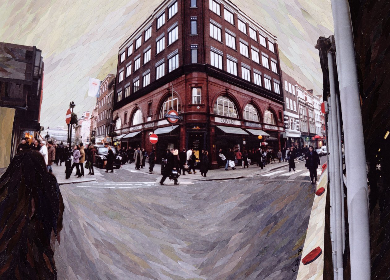 Vire à esquerda para Neal Street, 1998 (colagem de mosaico de papel) de Ellen Golla