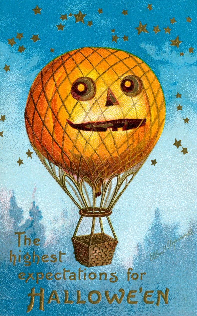 Um Balão de Ar Quente de Abóbora de Halloween de Ellen Hattie Clapsaddle