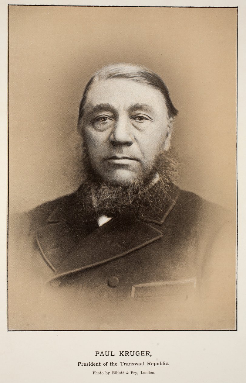 Paul Kruger, presidente da República do Transvaal (foto sépia) de Elliott und Fry Studio