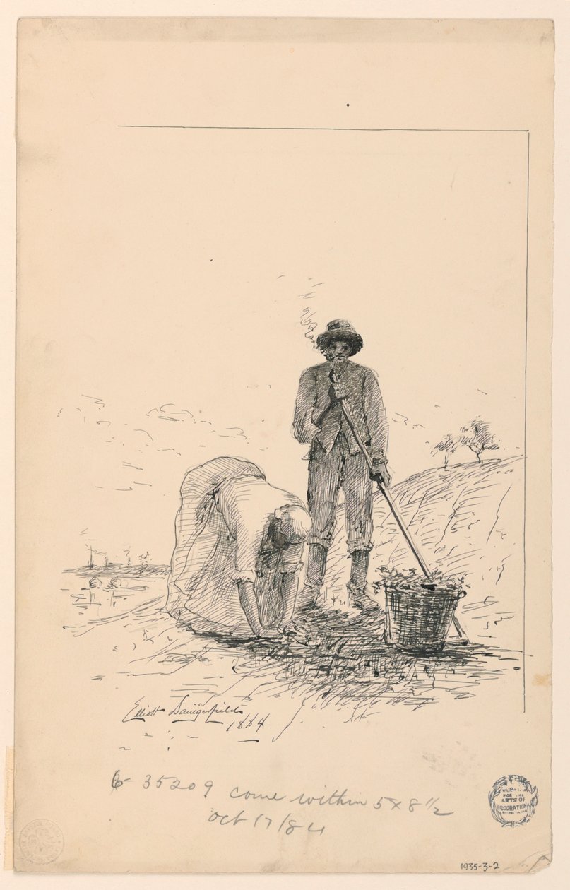 Homem e mulher trabalhando por um rio de Elliott Daingerfield