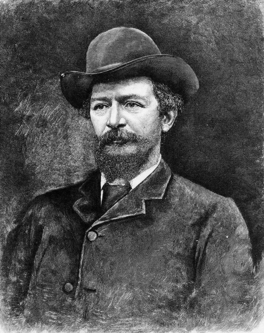 Algernon Charles Swinburne, gravado a partir de uma fotografia (gravura) (foto bw) de Elliott und Fry Studio
