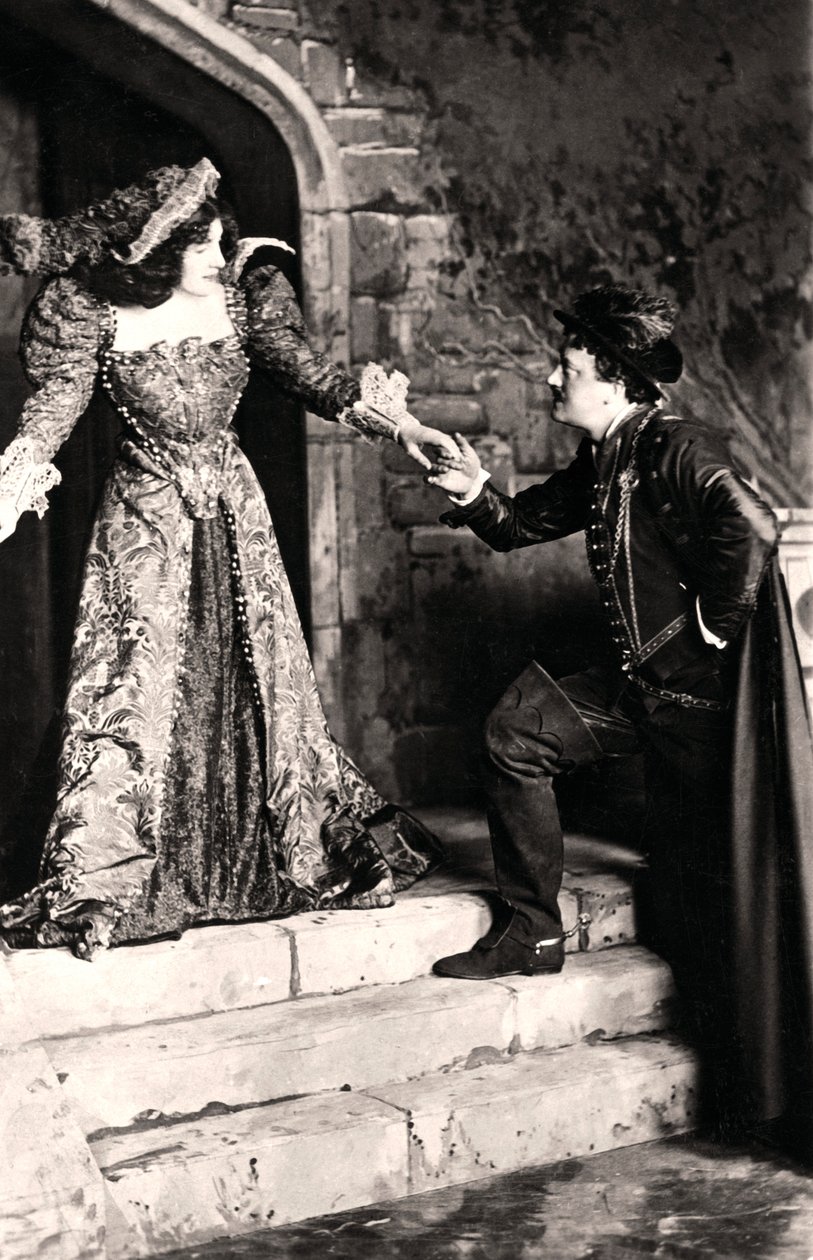 Julia Neilson e Fred Terry em uma cena de Dorothy O The Hall, início do século XX. de Ellis and Walery