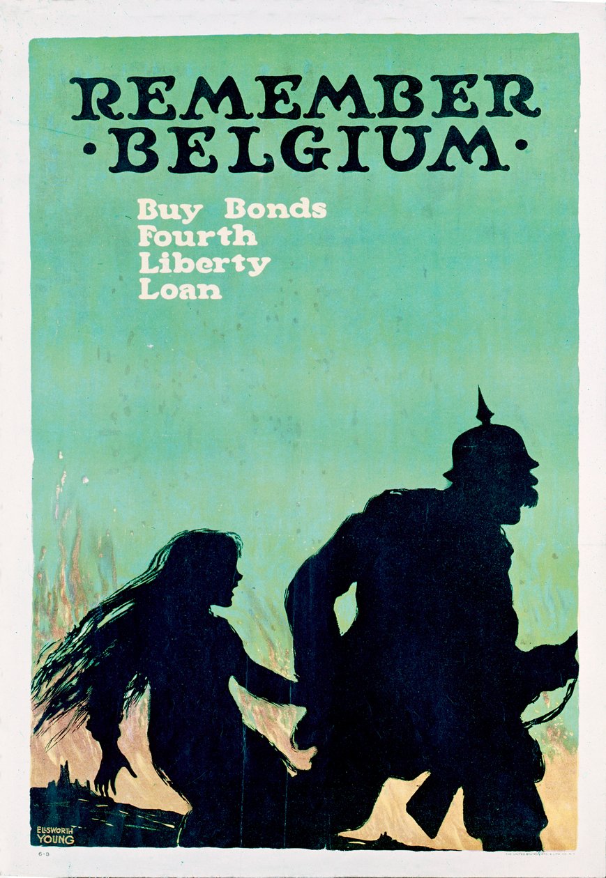 Lembrar Bélgica - Cartaz da Primeira Guerra Mundial Americana de Ellsworth Young