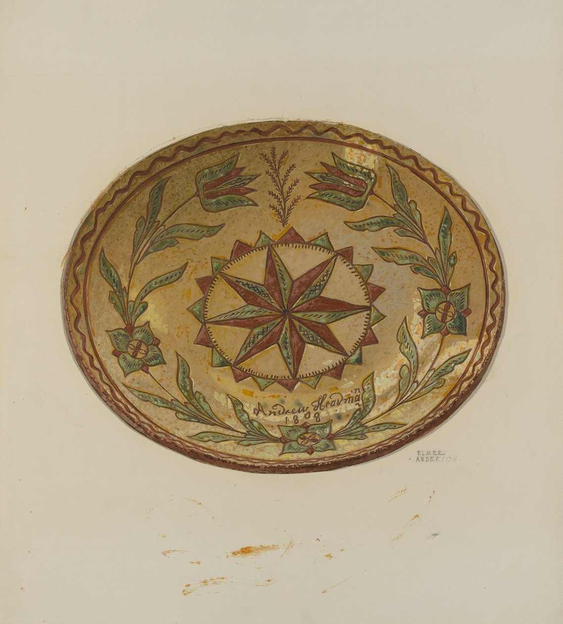 Prato de torta alemã da Pensilvânia de Elmer G. Anderson