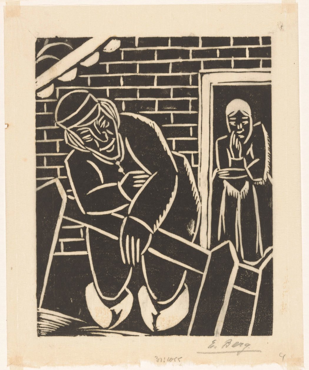 Agricultor na frente de sua casa de Else Berg (signed by artist)