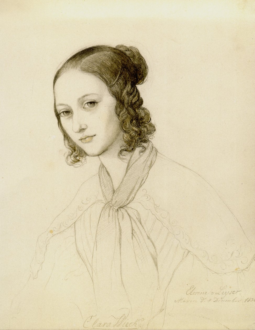 Retrato de Clara Wieck-Schumann 1819-1896, 1836. de Elwine von Leyser