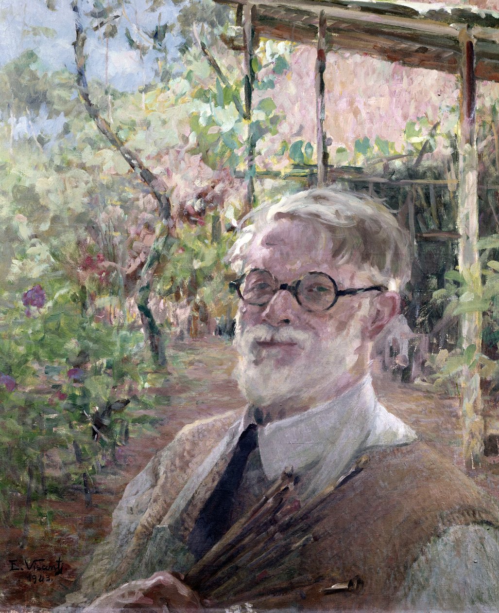 Auto-retrato, detalhe de Elysee Visconti