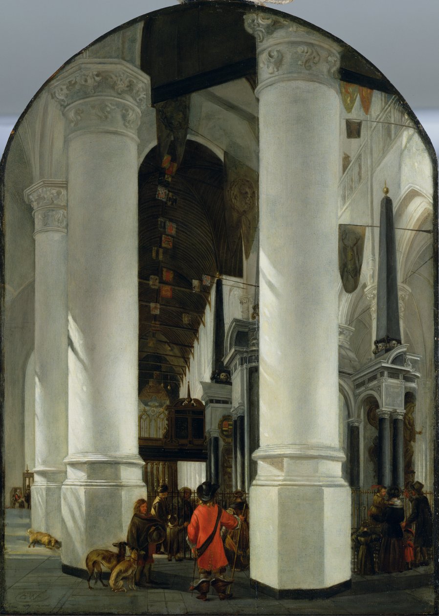 Vista interior da nova igreja em Delft de Emanuel de Witte