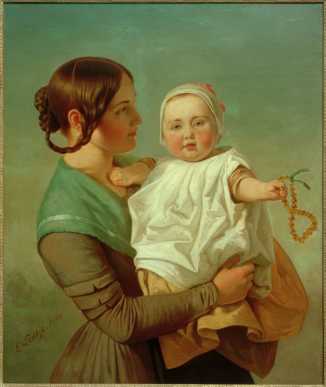 EGLeutze, O colar de âmbar (esposa e filha) de Emanuel Gottlieb Leutze