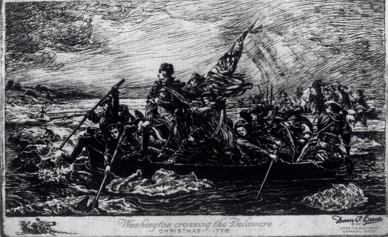 Washington atravessando o Delaware, Natal de 1776, c.1931 de Emanuel Gottlieb Leutze